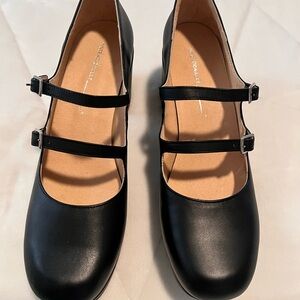 INTENTIONALLY BLANK Black Double Strap Loafers